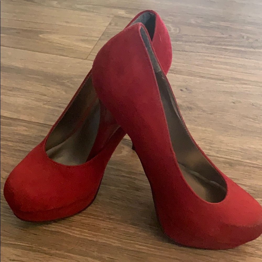 Red suede heels